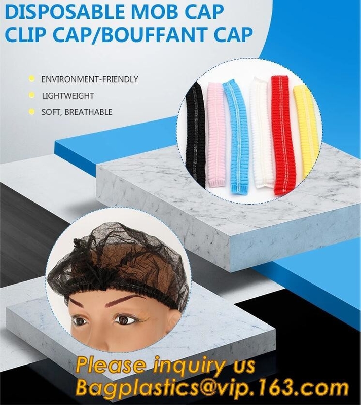 CASQUILLO disponible de LUNES, CASQUILLO del CLIP, CASQUILLO BOUFFANT, casquillos principales quirúrgicos disponibles médicos, toca no tejida, CASQUILLO neto de la ENFERMERA de pelo, MED