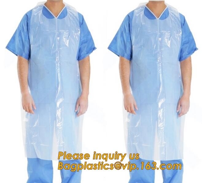 Los delantales plásticos disponibles modificados para requisitos particulares impermeabilizan el delantal médico del PE del delantal de /kitchen, prenda impermeable médica Plast disponible de la comida