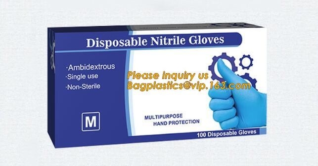 Los guantes libres del nitrilo del examen del polvo disponible biodegradable no médico azul, fabricantes de los guantes de la mano pulverizan n libre