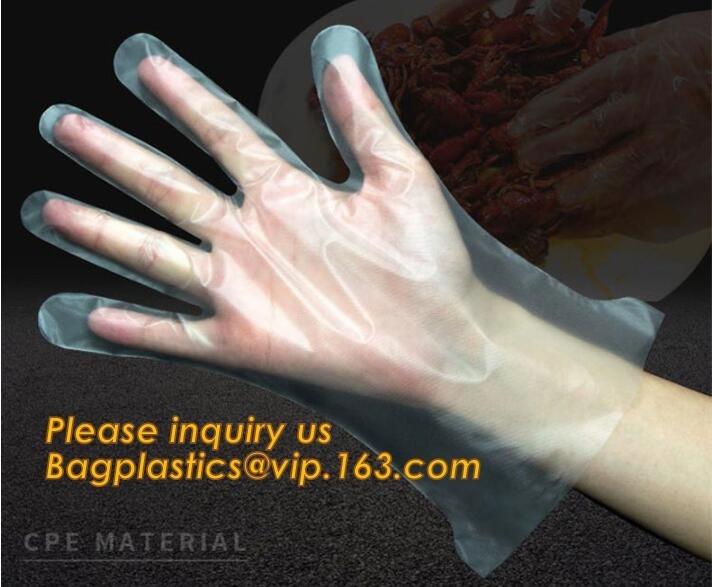 La limpieza plástica disponible de los guantes del polietileno PE prepara la comida, DOS GUANTES ESTÉRIL del FINGER EN EL POLIETILENO, pequeño embalaje PE