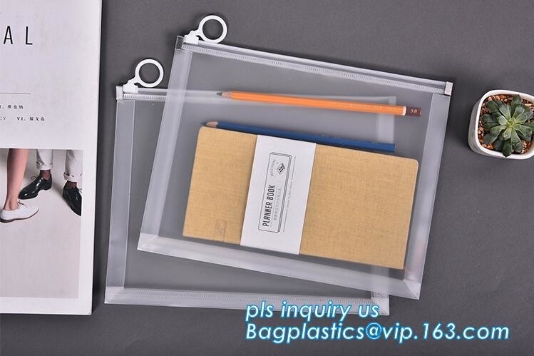Bolsas de PP impermeables sin costura con cierre deslizante Bolsa de almacenamiento para papel A4, revista, nota