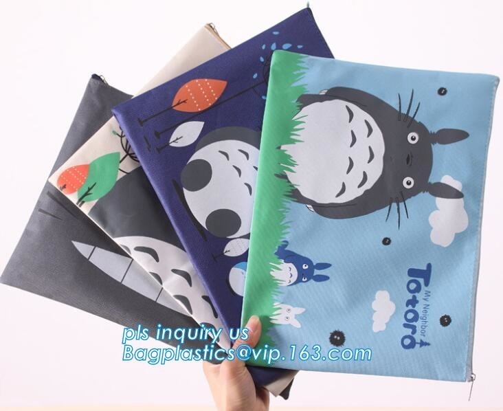 Bolso impermeable de papel del fichero de la cremallera de la oficina de los efectos de escritorio A4, bolso claro del PVC de los colores de los efectos de escritorio de la oficina del OEM del fichero del bolsillo brillante del bolso