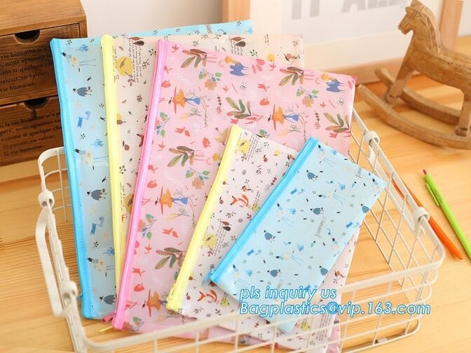 Documentos de la carpeta de archivos de la caja de lápiz del bolso del fichero del PVC que llenan el bolso de los efectos de escritorio de los suppllies de la escuela de la oficina del bolso, efectos de escritorio de la cremallera A4