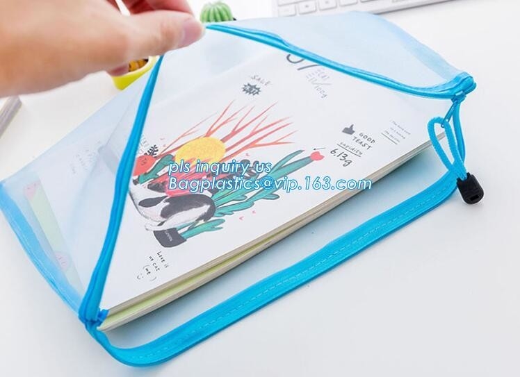 Bolso de la malla de los efectos de escritorio de la cremallera del PVC, bolso de encargo de la malla del poliéster de la cremallera de los materiales de oficina para el documento