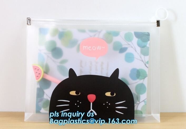 Bolso del documento con los efectos de escritorio plásticos Penil Pen Case Storage Bag, storag plástico transpraent del resbalador del resbalador de la oficina del estudiante