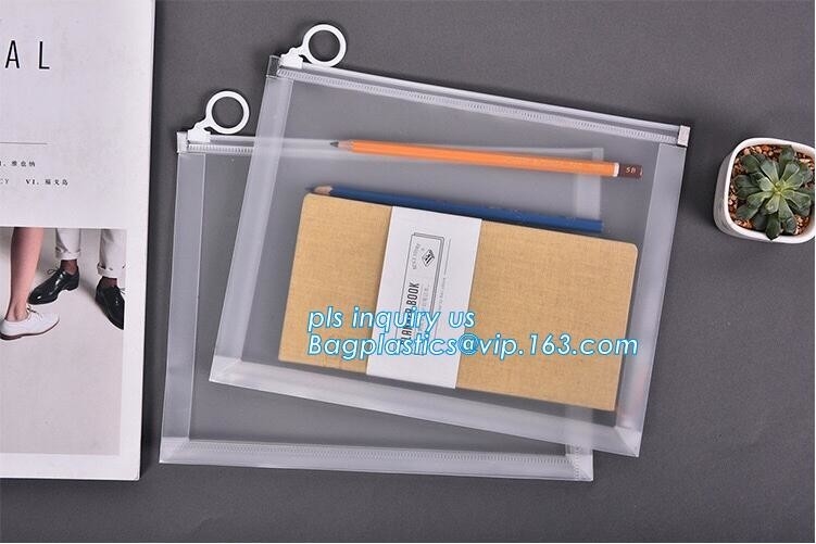 Bolso del resbalador k del PVC para los efectos de escritorio, fichero, niños de la escuela, bolso de empaquetado de la cremallera de los efectos de escritorio con el resbalador, suspensión plástica del PVC