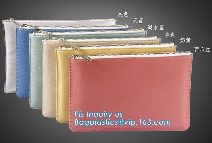 Bolso de cuero modificado para requisitos particulares de los efectos de escritorio de la capacidad grande de la PU de la calidad para la bolsa de la pluma, glit bling de la moda de los efectos de escritorio portátiles de la oficina