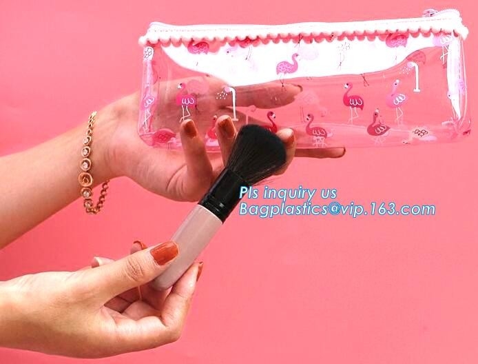 Cosmético claro impreso impermeable transparente reciclado amistoso del pvc de la cremallera plástica de la promoción de la aduana al por mayor barata de ECO