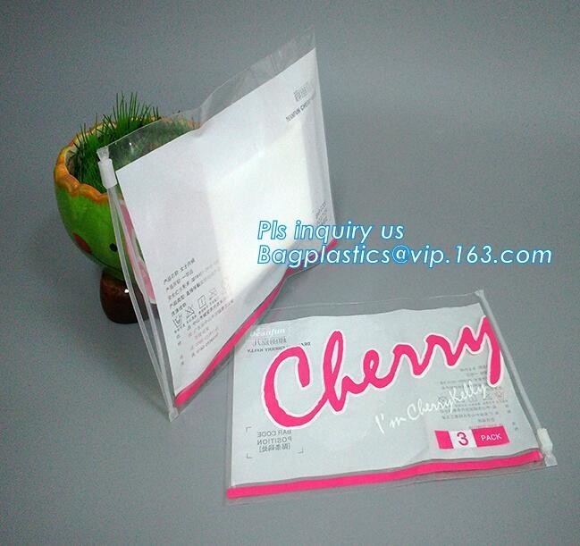 Bolsos inferiores transparentes de la cremallera del pvc del resbalador k del escudete con el lazo de la tenencia, bolso biodegradable de la cremallera del resbalador, cremallera del resbalador