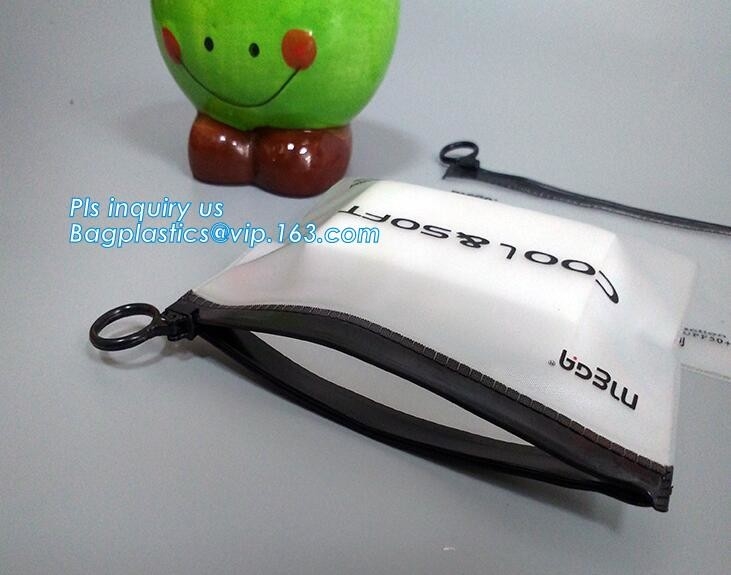 Bolsos de la cremallera del resbalador del bolso de EVA Plastic Promotional Gift Packaging con Ring Holder, cremallera respetuosa del medio ambiente Matt Pla plano del resbalador