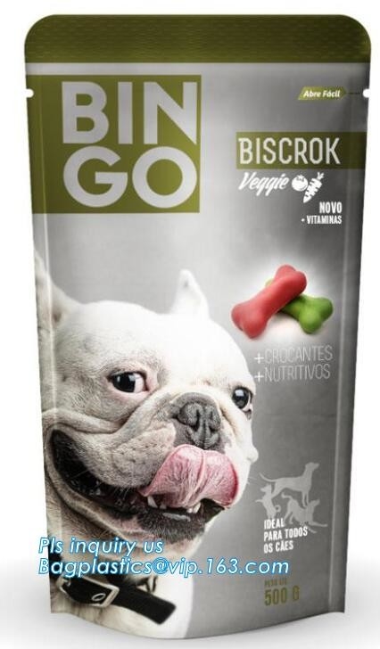 bolso inferior plano del alimento para animales de la cremallera del resbalador, bolsa grande del sello del patio 5kg, acondicionamiento de los alimentos que se puede volver a sellar de calidad superior inferior plano de perro