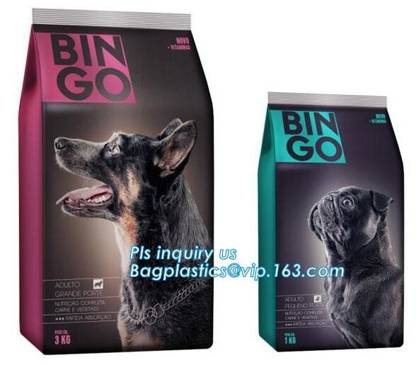 Levántese la bolsa con la cremallera y la ventana para el acondicionamiento de los alimentos de perro, bolso del jerkey del pollo, parte inferior plana impresa de encargo del resbalador 10kg