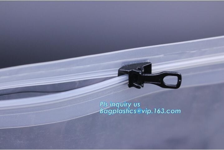 bolso de empaquetado de la cremallera del resbalador del metal, bolso claro del PVC k del vinilo de la bolsa del PVC de la cremallera del resbalador, plas materiales del cloruro de polivinilo