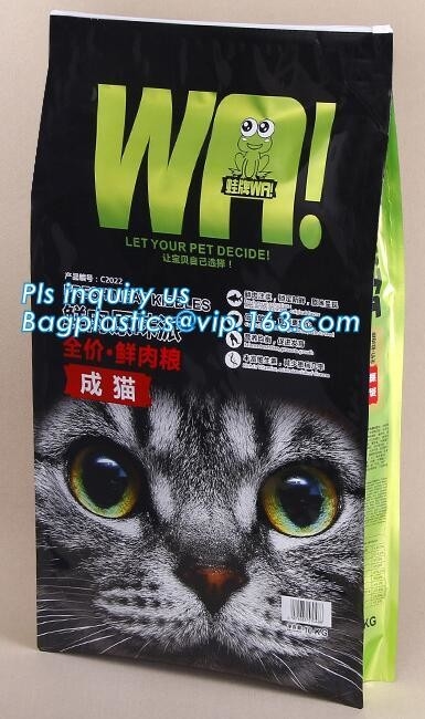 Ocho bolsos de la comida de perro del resbalador del animal doméstico del borde-lacre limpian el papel de aluminio con la aspiradora de la impresión en color del bolso, diapositiva impresa de encargo de 2.5kg 5kg 10kg