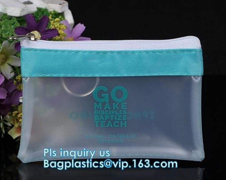 El bolso de empaquetado mojado del traje de baño claro del PVC del envase de plástico del bikini con la cremallera, se levanta el bolso del resbalador k para el bik de la ropa interior
