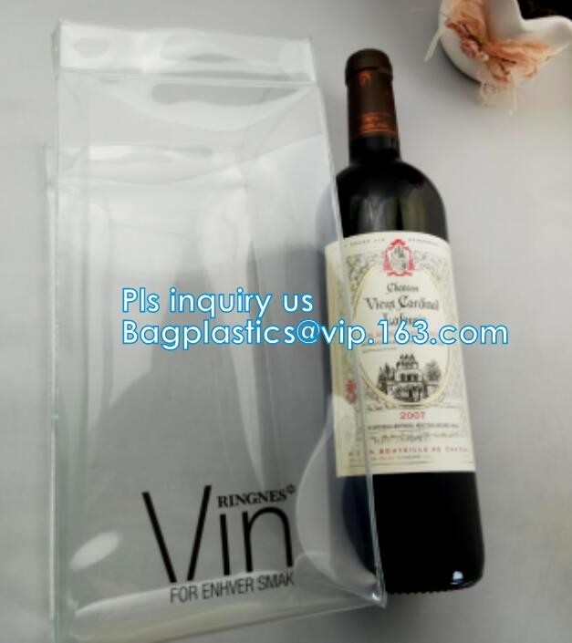 El PVC del paquete del gel del hielo puede embotellar un bolso más fresco de vino, bolso de hielo promocional del PVC para el vino, bolso de hielo alto claro reciclable del vino del PVC