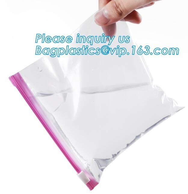 Bolso plástico transparente del almacenamiento de la prenda impermeable k del LDPE de la aduana del congelador del resbalador, agua POLIVINÍLICA del plástico transparente PE de la cremallera del resbalador
