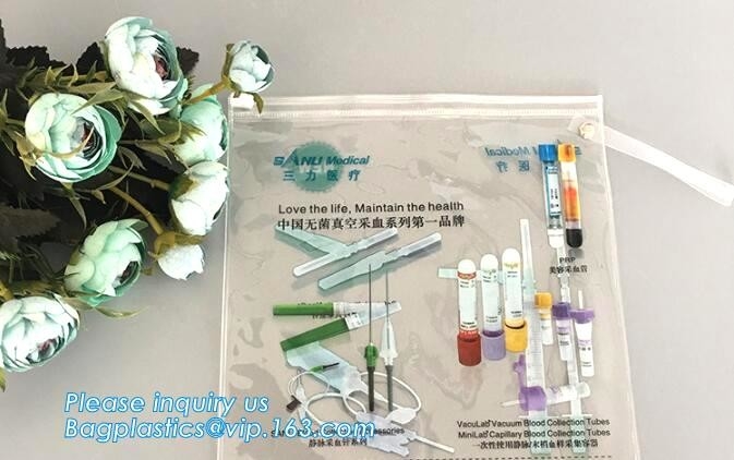 bolsos cosméticos de la cremallera del resbalador del viaje del pvc, bolso del lápiz del resbalador de la cremallera del pvc, bolso de la cremallera del resbalador del pvc con la manija, manija plástica p