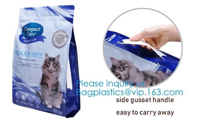 el patio lateral del escudete del papel de aluminio del bolso de la manija de la comida de perro de 5 kilogramos selló el soporte del bolso de la comida de perro encima del ALIMENTO PARA ANIMALES grande PAC de las bolsas de la alimentación del animal doméstico