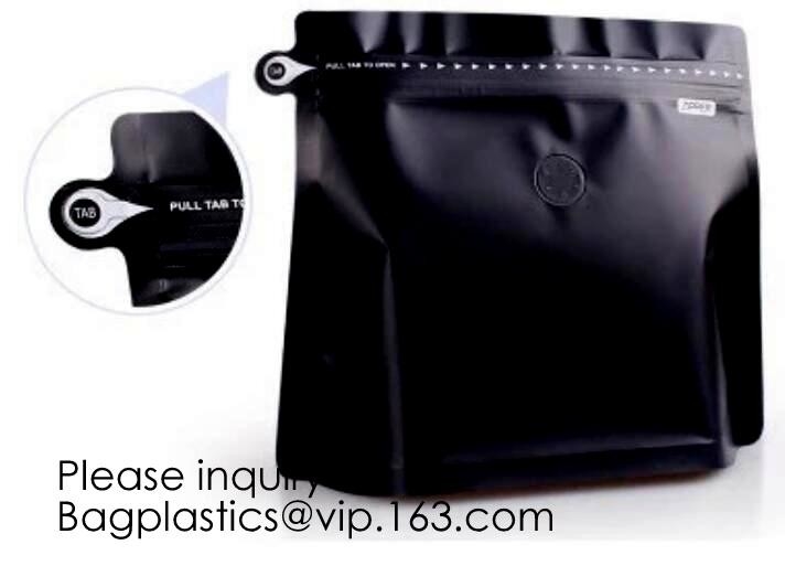 Café modificado para requisitos particulares que empaqueta, Matte Finish Black Aluminum Foil Ziplo del bolso de la comida de la cerradura de la cremallera del papel de aluminio del sello del Ocho-lado del color