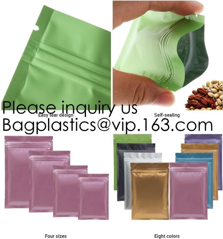 Bolsos de empaquetado olográficos para el polvo del brillo que embala la pequeña bolsa de la hoja del holograma del cepillo de la ceja del bolso de la máscara del labio de la cremallera del laser
