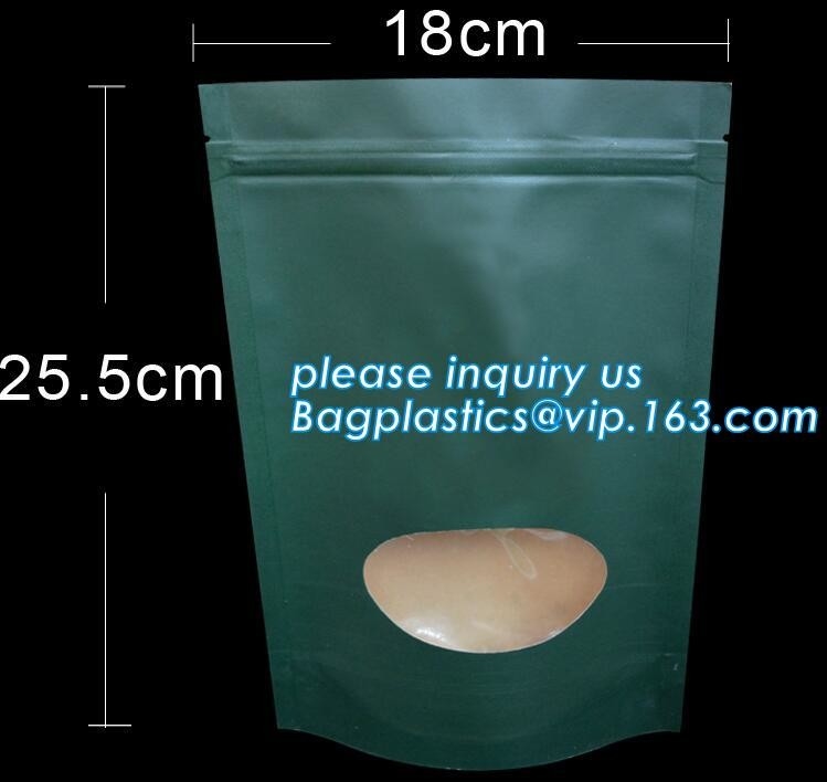 que se puede volver a sellar reciclada crean la cremallera para requisitos particulares que se puede volver a sellar cerrada se colocan encima de la bolsa de papel marrón de Kraft de la ventana clara BAGEASE BAGPLASTI