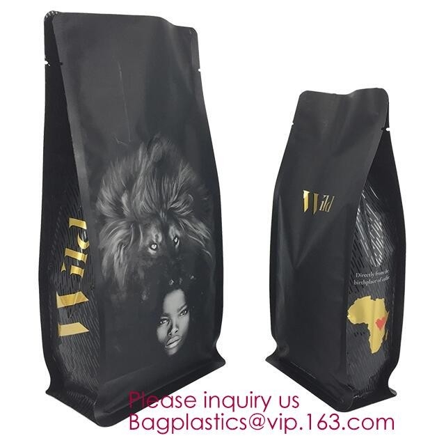 Válvula inferior inferior plana de impresión de encargo de Bean Snack Packaging Bag With del café del cuadrado al por mayor del bolso de la bolsa del papel de aluminio