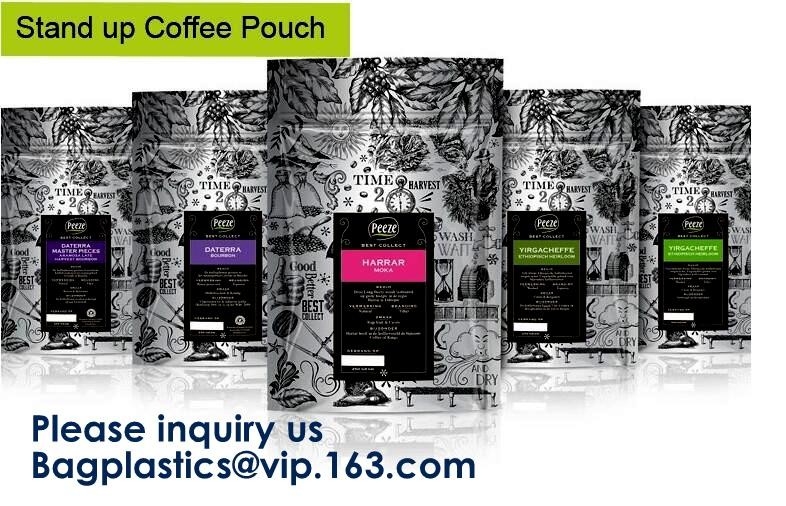 Categoría alimenticia Matt Black Surface Coffee Bag con la válvula Matt Black Surface Coffee Bag con la válvula, café Bean Bag Aluminum Fo