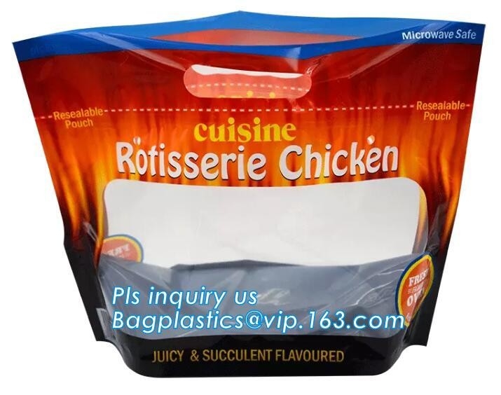 los bolsos de la cremallera para se llevan el paquete de la comida, bolsos congelados seguros del envase de plástico de la microonda para el empaquetado del pollo frito