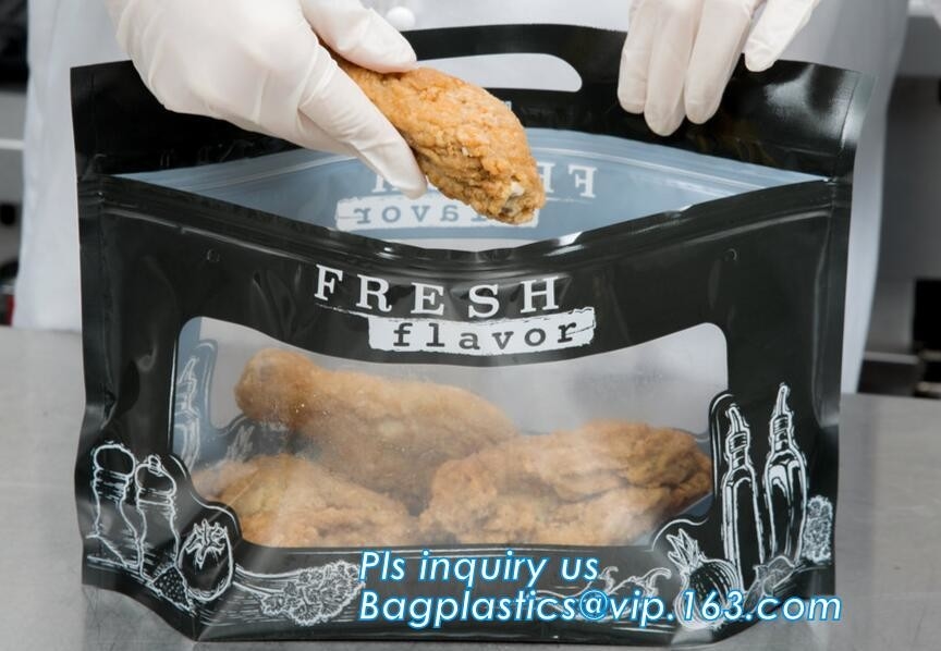 el bolso para el acondicionamiento de los alimentos caliente de la carne asada, bolsos calientes plásticos del pollo del almacenamiento de la comida, empaquetado del pollo frito de la bolsa de la comida empaqueta con VE