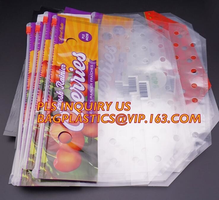 cerezas frescas que empaquetan bolsos con la manija del portador, uva del paquete/cereza/fruta fresca que empaqueta/bolso vegetal del acondicionamiento de los alimentos