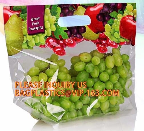 la bolsa de plástico de la fruta fresca para la cereza de empaquetado, bolso para bolso de la uva de la forma de la cereza dulce de la fruta fresca, de la moneda o de U