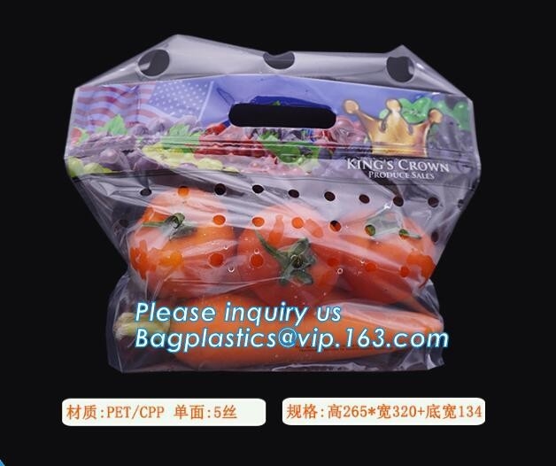 Hang Hole Plastic Stand Up Cherry Bag Factory, bolso de la fruta fresca (cereza/Lichi/uva), bolso de pie perforado para la fruta Pac