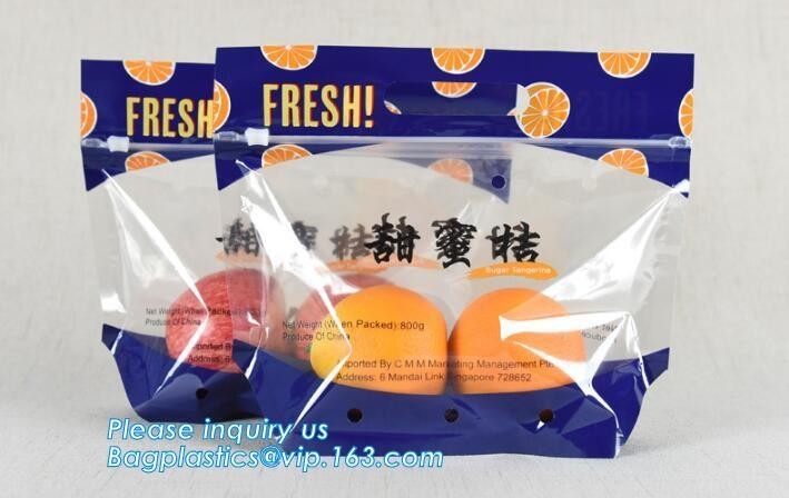 bolso que se puede volver a sellar para el bolso vegetal de la fruta, bolso de la cremallera del top del resbalador de la cremallera del resbalador de la fruta con los agujeros de aire para la uva que empaqueta, resea