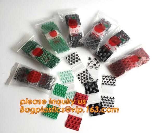 Apple mini k Baggies/pequeños bolsos plásticos de la cerradura de la cremallera, Baggies para la joyería que empaqueta, mini baggie de la manzana, Herb Jewel Pac