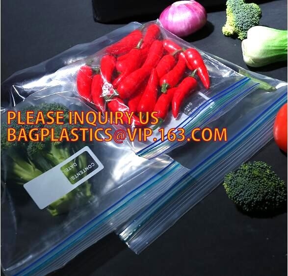 Bolsos dobles del congelador de la comida de los bolsos de la cremallera del color de la prenda impermeable del cuarto de galón, bolso que se puede volver a sellar de la pista doble k para los vagos del pac del almacenamiento de la comida