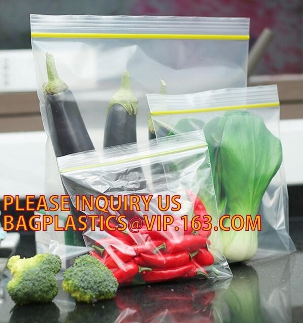 bolso de encargo que se puede volver a sellar de la pista doble k del congelador del paquete de la comida, cremallera transparente de la pista doble del bolso de las cremalleras grandes con el te