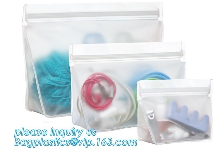 Bolsos reutilizables del almacenamiento del sello PEVA ideales para los bocados de la comida, bocadillos del almuerzo, maquillaje, bolso reutilizable PEVA FO del almacenamiento del sello de ReZip