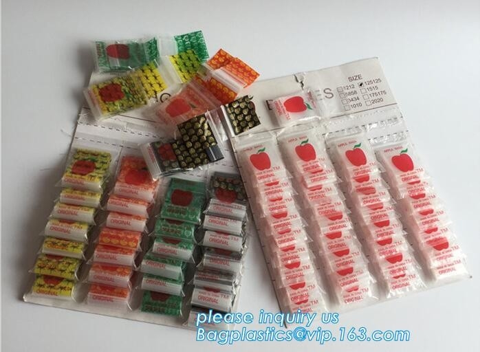 Empaquete el tipo y acepte los baggies de los bolsos de Mini Apple de la orden de encargo, Apple Mini Zip Lock Bags, wi del bolso de la cremallera de la manzana del bolso de k mini
