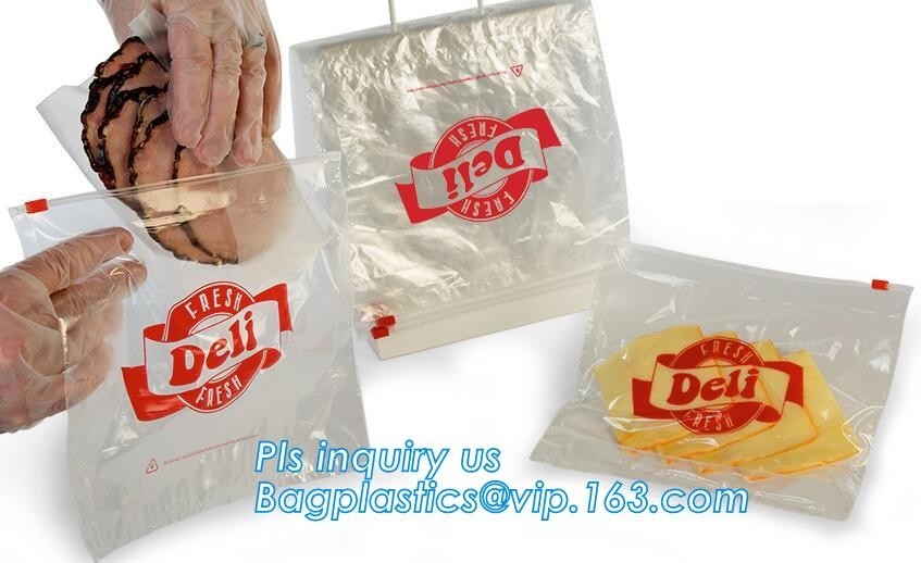 El bolso de la tienda de delicatessen de la silla de montar de la cremallera del resbalador del PE, bolso biodegradable de la tienda de delicatessen de la silla de montar de k, ensilla el bolso del resbalador de la tienda de delicatessen, tienda de delicatessen de encargo de la silla de montar del LDPE