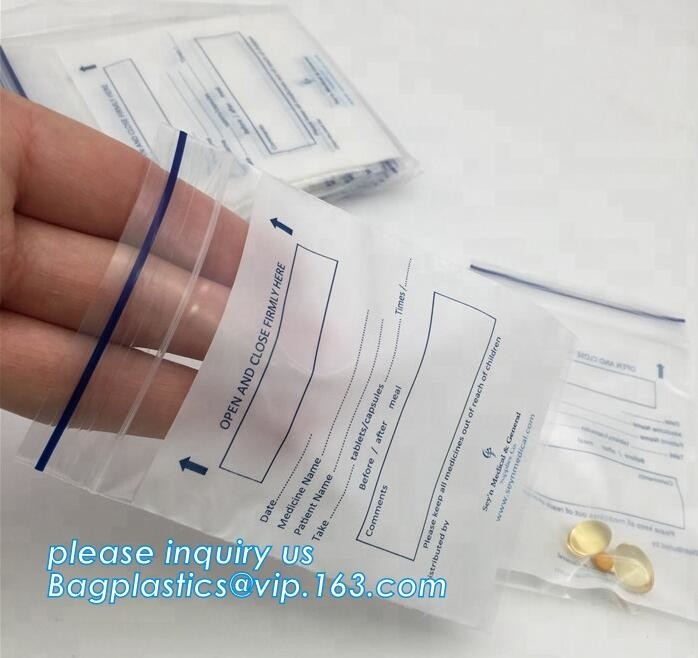 Los bolsos plásticos de la cerradura de la cremallera de la prueba del niño del polvo médico/las píldoras herbarias de la bolsita embalan la bolsa del papel de aluminio, bolsos médicos del sello del apretón