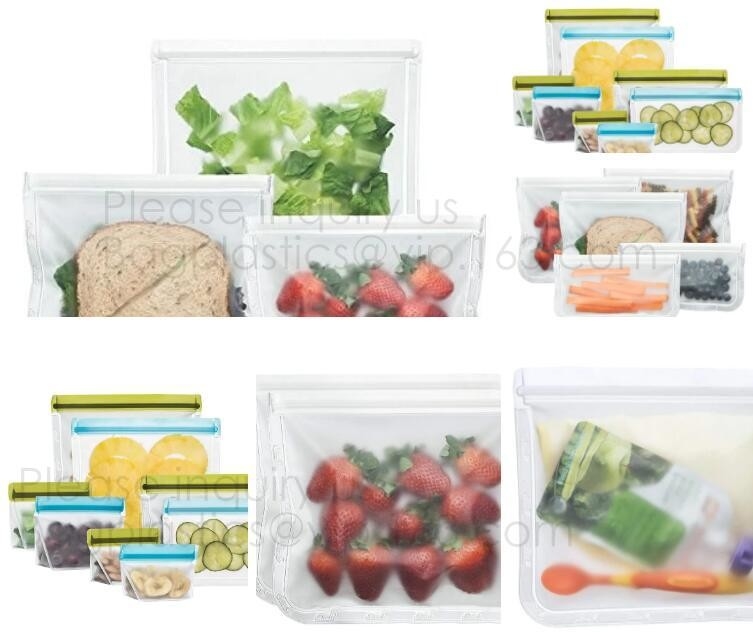 El bocado reutilizable del PVC del congelador del almacenamiento de la comida empaqueta los bolsos herméticos de categoría alimenticia aprobados por la FDA del bocadillo de PEVA, St reutilizable de la comida de PEVA