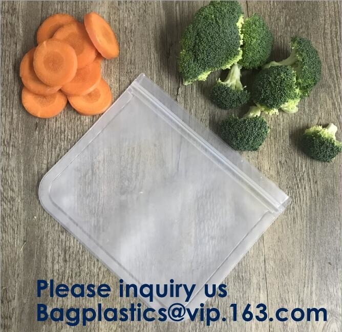 El bolso reutilizable hermético del almacenamiento FDA de la comida del grado grueso adicional PEVA de los bocados, almacenamiento reutilizable del sello PEVA empaqueta el ideal para la comida SNA