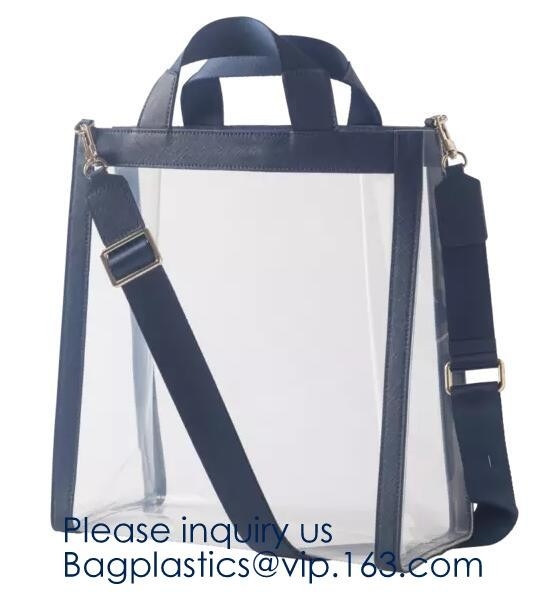 El espacio en blanco de encargo del PVC del artículo impermeabiliza a señoras del plástico transparente que hacen compras viaja organizador Hand Beach Bag, bagease, bagp del almacenamiento