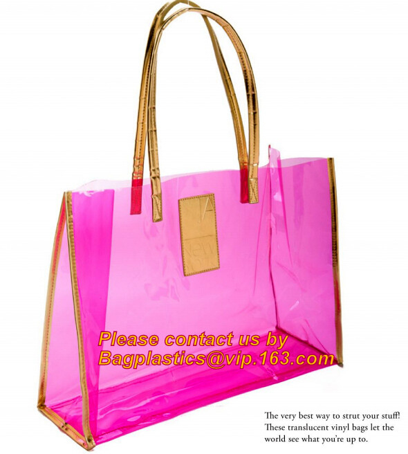 la bolsa de plástico plana de la manija de Eva de escuela del bolso del bolso a prueba de humedad de la PU, bolsos de la manija de la víspera, bolsos de la manija del pvc, wi estriados del bolso