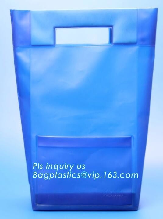 el bolso transparente para el regalo, bolso del pvc de la manija de cosmetics/PVC, los bolsos plásticos de la manija para el viaje del maquillaje fijó empaquetando, mano cortada con tintas