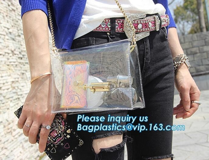 El bolso de la playa del PVC del PVC Tote Bag Shoulder Handbag Transparent de la moda, forma a señoras transparentes del pvc la cruz del bolso - cuerpo s