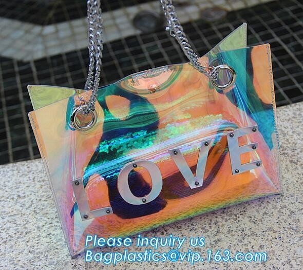 PVC pequeño Tote Handbags Shopping Shoulder Bags transparente, bolso impermeable de la playa del hombro del pvc, PA del vinilo del bolso de la playa del verano