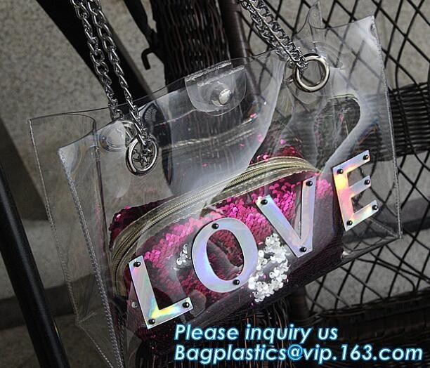 Bolsos materiales del PVC, cruz clara del pvc del bolso de las mujeres - la bolsa para transportar cadáveres, la bolsa de asas de hombro de la jalea, cartera, monedero, bolsos, PA