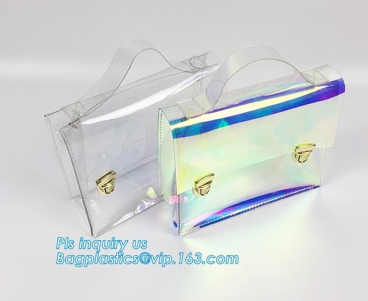 bolso transparente del totalizador del PVC de la moda del bolso de compras del pvc del laser del verano, pvc claro barato promocional H plástico de la moda de las señoras